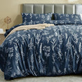 MUXHOMO Duvet Cover King Size, Reversible Floral Navy Duvet Cover Set by MUXHOMO