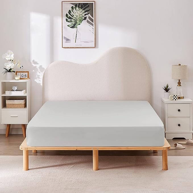 HBHLFZ Twin Fitted Sheet Only, Soft Breathable Bottom Sheet - Image 6