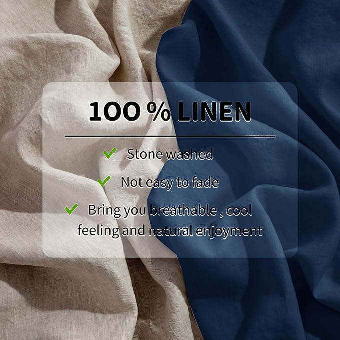 LBRO2M 100% Pure Linen Sheet Set Deep Pocket Up to 16" Bed Sheets Sets - Image 5