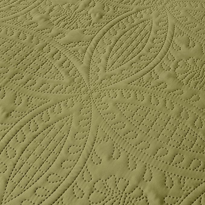 akkialla Full/Queen Quilt Set, Olive Green Lightweight Bedspread - Image 7