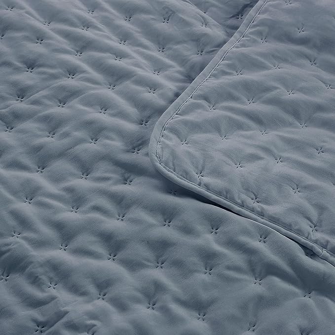 ROARINGWILD Dusty Blue Twin Size Quilt Bedding Set, Lightweight Soft Bedspread - Image 6