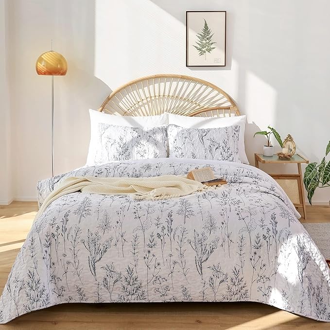 JANZAA Twin Quilt White Quilt Bed Spread Boho Quilt - Image 7