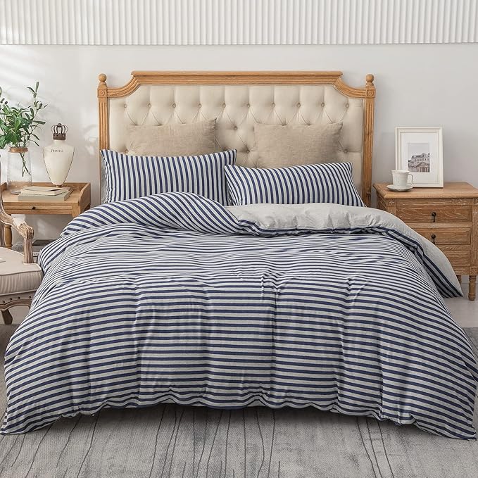 PURE ERA Jersey Knit Duvet Cover Set 100% T-Shirt Heather Cotton Super Soft - Image 7
