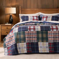 PPOLCA Patchwork King Quilt Bedding Set, Plaid Lightweight Reversible Bedspread by PPOLCA