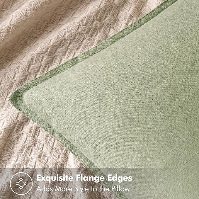 MIULEE Decorative Linen Pillow Covers 20x20 Inch Light Green ​Boho Farmhouse​ - Image 2