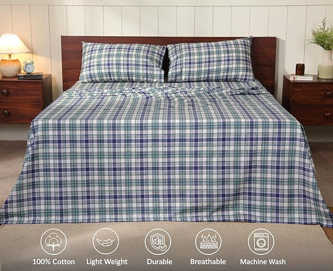 RUVANTI 100% Cotton Sheets – Queen Size Percale Bedding, Cooling & Breathable - Image 3