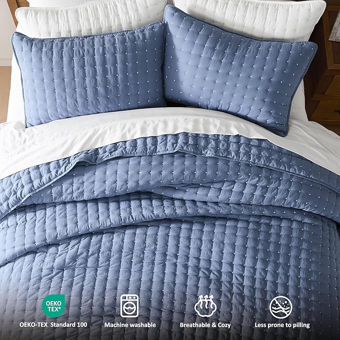 WDCOZY Blue Twin Size Quilt Bedding Sets - Image 7