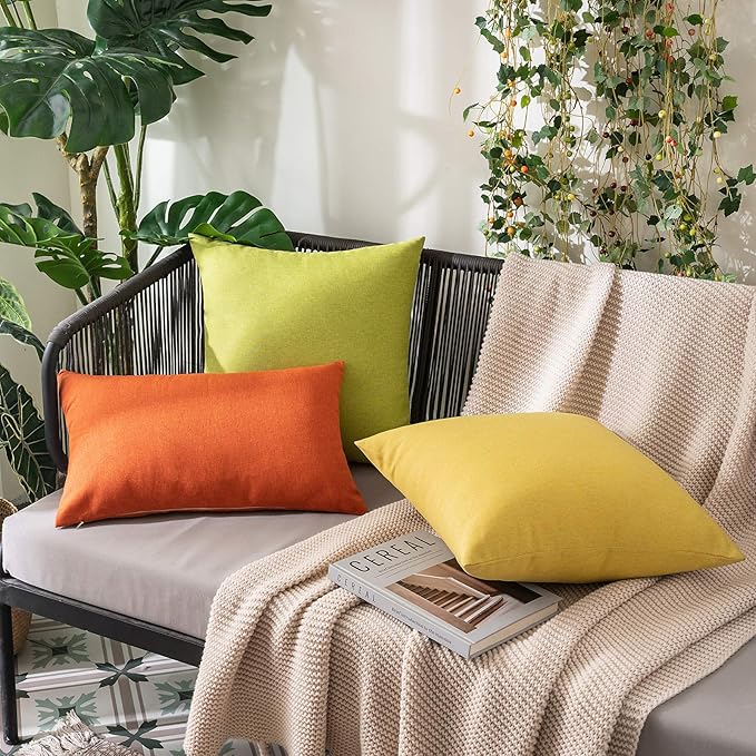 MIULEE Pack of 2 Decorative Outdoor Solid Waterproof Throw Pillow Covers Spring - Image 2