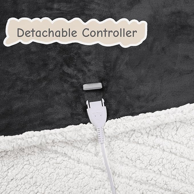 Electric Heated Blanket Throw Size 50"x60", Soft Flannel - Image 6
