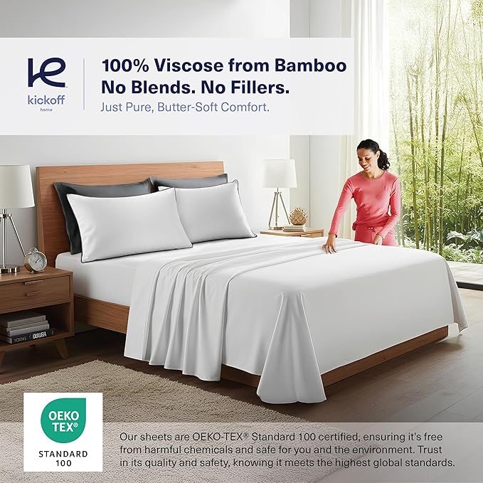 Kickoff Viscose Bamboo Pillowcase, 100% Organic Hidden Zippered Viscose Bamboo - Image 2
