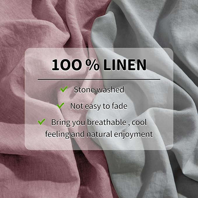 LBRO2M 100% Pure Linen Sheet Set Deep Pocket Up to 16" Bed Sheets Sets - Image 3