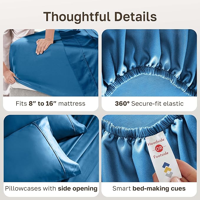 California Design Den Soft Queen Size Cotton Sheet Sets, 400 TC Good - Image 5