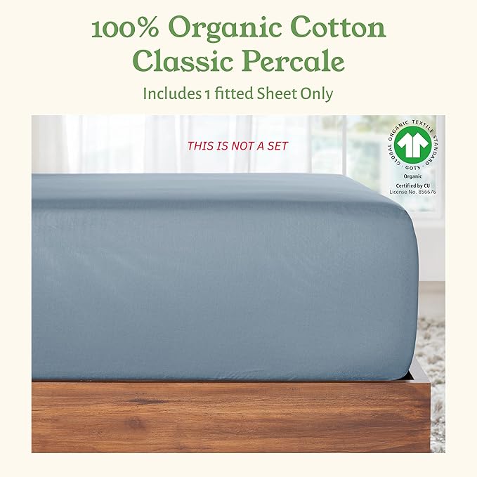 California Design Den 100% Organic Cotton Twin XL Percale Fitted Sheet - Image 4