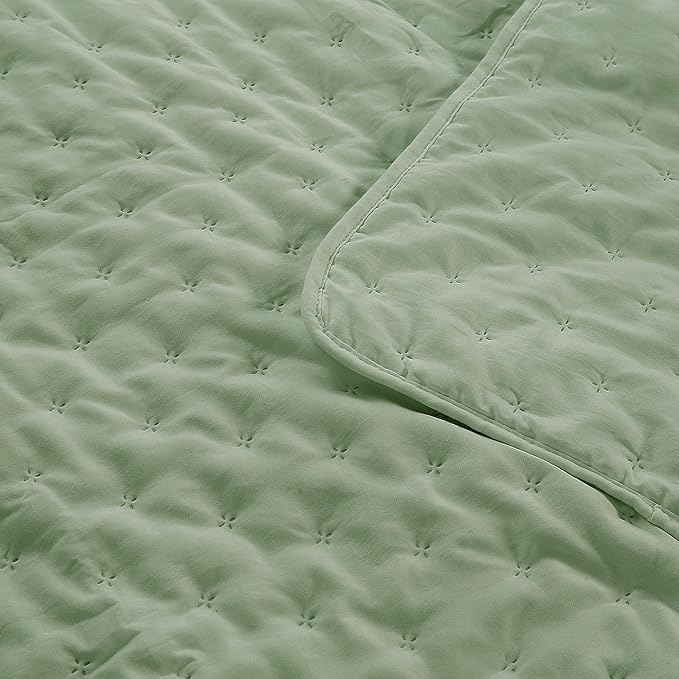 ROARINGWILD Sage Green Queen Size Quilt Bedding Set, Lightweight Soft Bedspread - Image 6