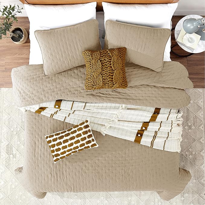 ROARINGWILD Beige Cloud Twin Size Quilt Bedding Sets - Image 2