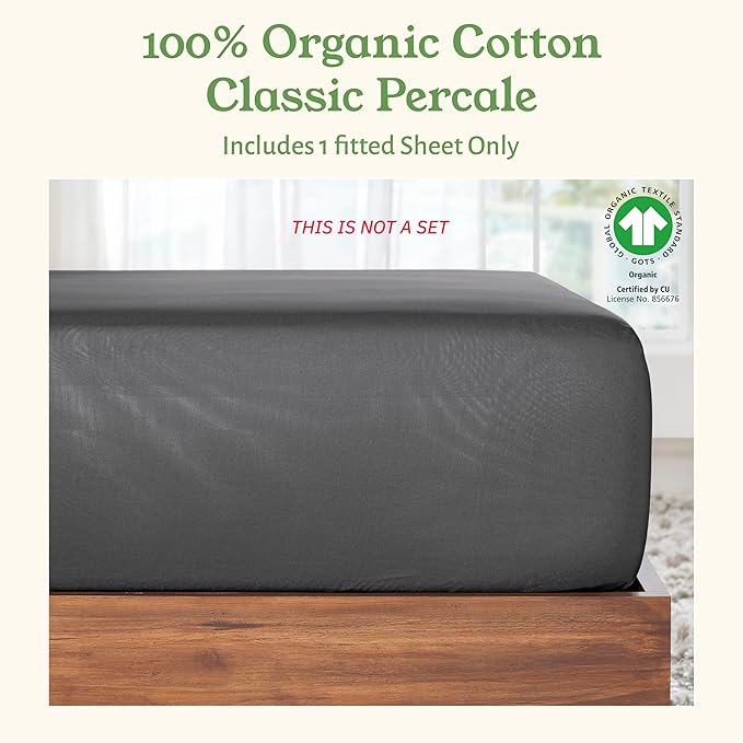 California Design Den 100% Organic Cotton Twin XL Fitted Sheet Only, Crisp - Image 4
