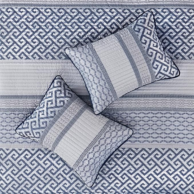 Madison Park Quilt Set Luxurious Jacquard Stripes Design - Image 8