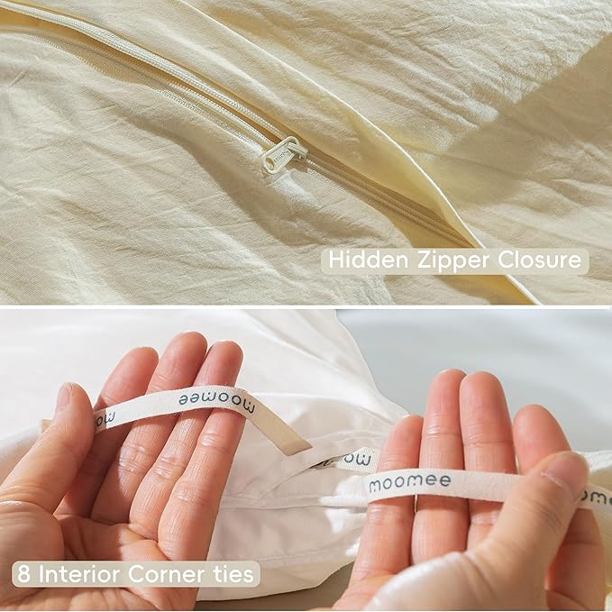 MooMee Bedding Duvet Cover Set 100% Washed Cotton Linen Like Textured - Image 6
