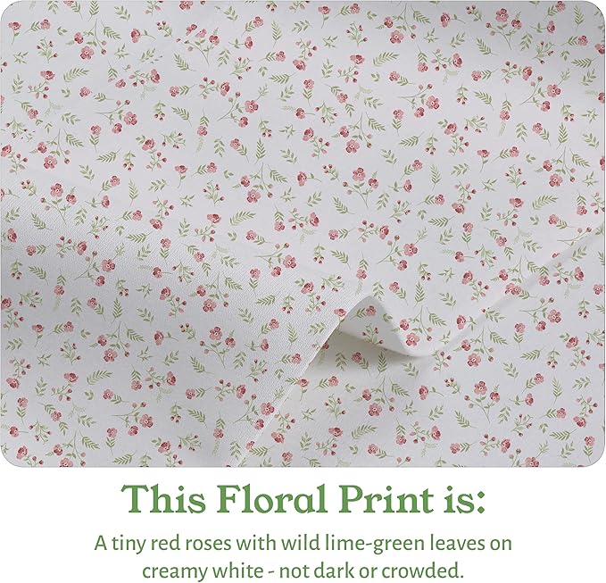 California Design Den Twin Floral Sheet Set, 100% Organic Cotton Percale Sheets - Image 4