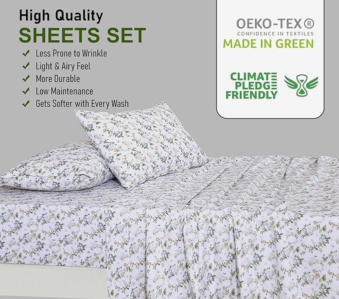 RUVANTI 100% Cotton Sheets – Full Size Percale Bedding, Cooling & Breathable - Image 7