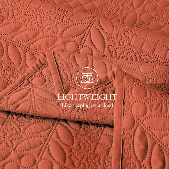 FLYMME Full Queen Quilt Bedding Set, Lightweight Burnt Orange Bedspreads - Image 7