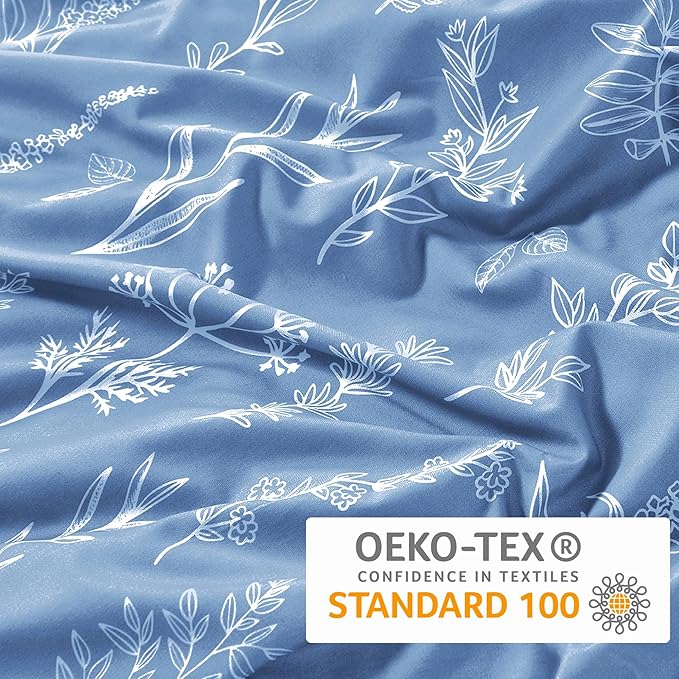 MUXHOMO Duvet Cover Queen Size, Reversible Floral Ice Blue Duvet Cover Set - Image 5