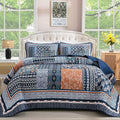 WONGS BEDDING Navy Blue Quilt Set Full Size, Bohemian Patchwork Bedspread by WONGSBEDDING