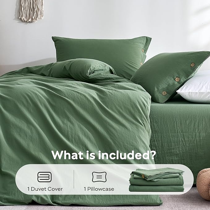 JELLYMONI 100% Washed Cotton Duvet Cover Twin – Soft, Breathable Linen-Look - Image 7