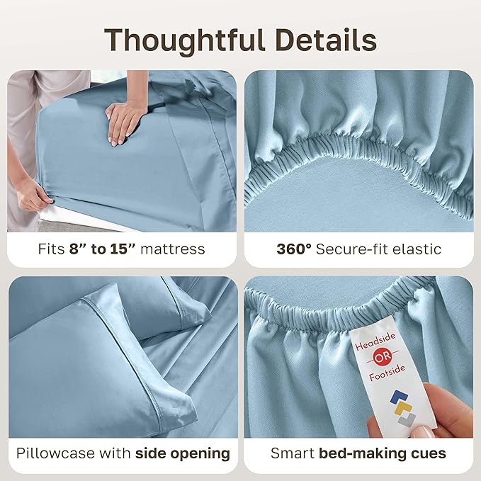 California Design Den Soft 100% Cotton Bed Sheets Twin Size Set, 400 Thread - Image 6