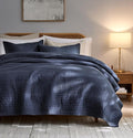 palassio Striped Navy Blue 100% Cotton Quilt Twin Size Bedding Sets, by PALASSIO