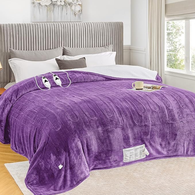 greenoak Heated Blanket Electric Queen Size 84"X90" Dual Control, Heating by Greenoak