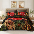 Tyrot 3 Piece Black Red Boho Floral Quilt Sets King Size Farmhouse Reversible by TyrotHomeDecor
