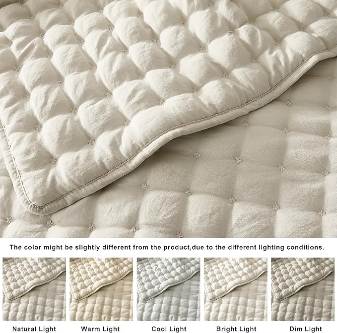 WDCOZY Beige King Size Quilt Bedding Sets - Image 2