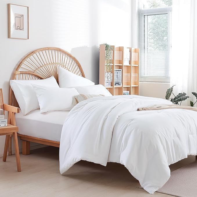 weigelia Queen Comforter Set White Comforter Boho Solid Color Bedding - Image 8