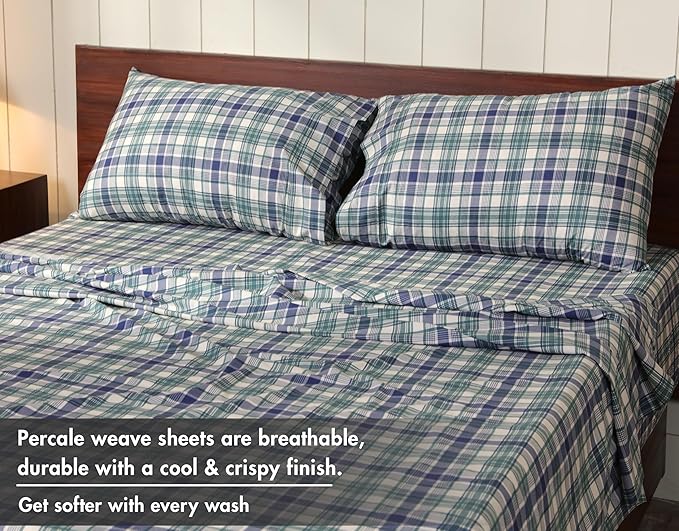 RUVANTI 100% Cotton Sheets – King Size Percale Bedding, Cooling & Breathable - Image 4