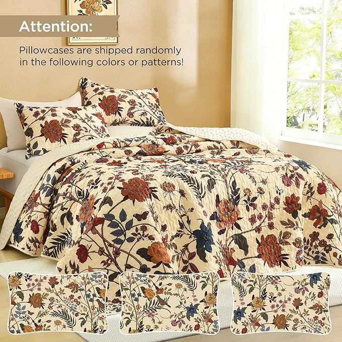 Litanika Floral Beige Quilt California King Size - Image 3