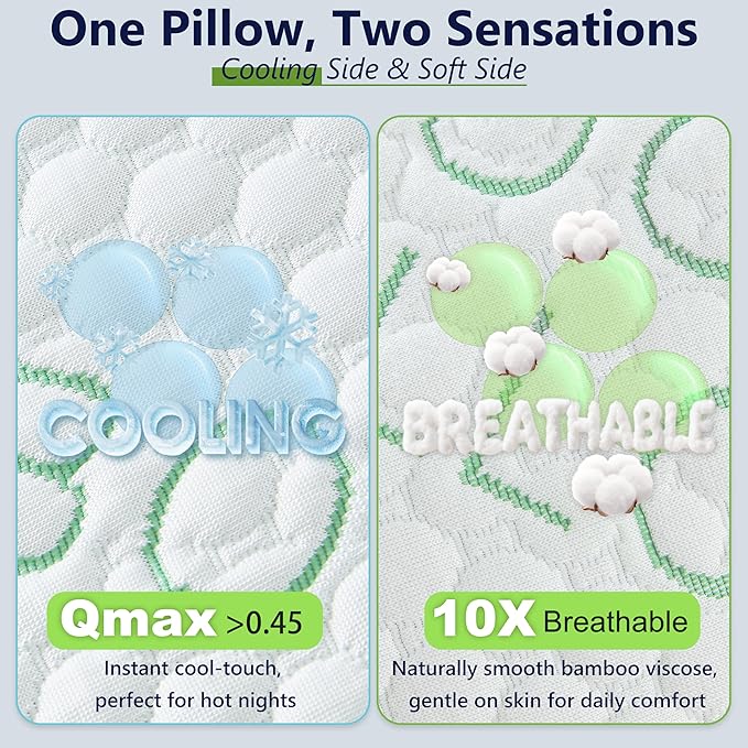 Shredded Memory Foam Pillow, Cooling Pillow King Size 1 Pack Adjustable Firm - Image 7