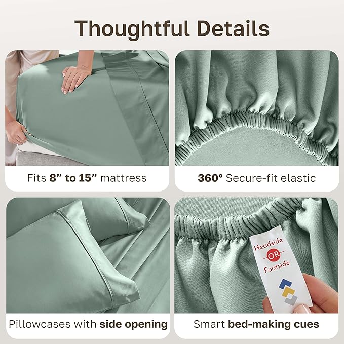 California Design Den Soft 100% Cotton Bed Sheets Split King Set, 400 TC Good - Image 6