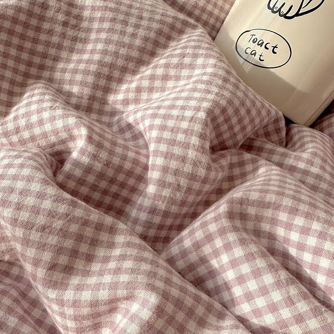 mixinni Purple White Gingham Duvet Cover Twin Size - Image 9