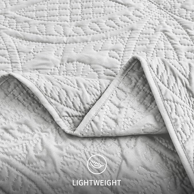 Love's cabin Quilts for Queen Bed Light Grey Bedspreads Bedding Set - Image 6