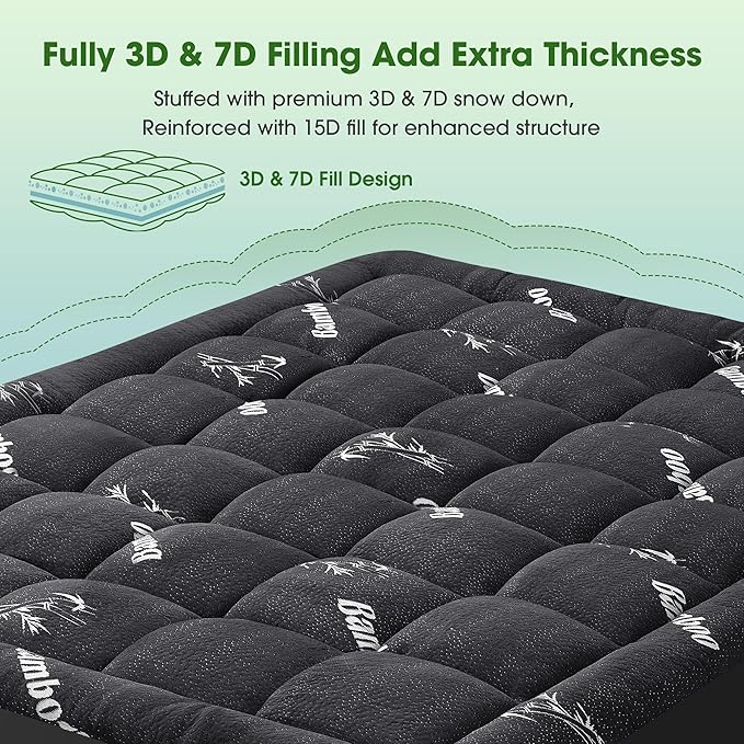 Mattress Pad Twin Size, Cooling Pillow Top Mattress Topper, Ultra Soft Viscose - Image 6