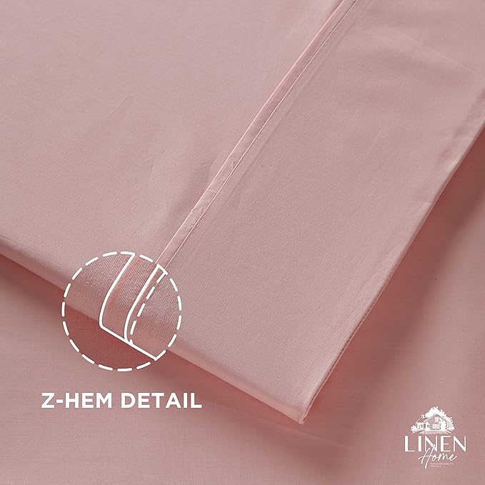 Linen Home 100% Cotton Percale 1 Flat Sheet, King Size - Image 3