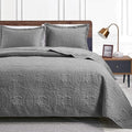 Love's cabin Twin Quilt Set Grey Bedspreads by Lovescabin