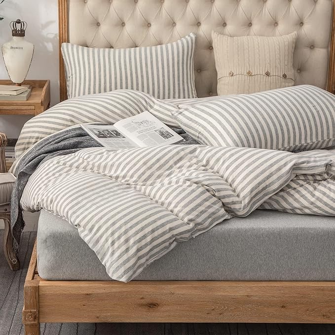 PURE ERA Jersey Knit Duvet Cover Set 100% T-Shirt Heather Cotton Super Soft by PUREERA