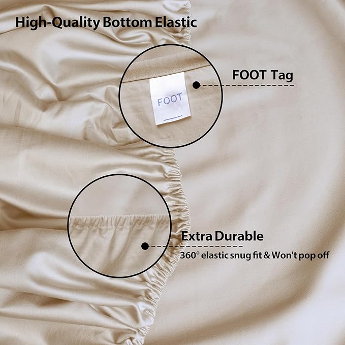 Twin Size Fitted Sheet Only Beige, 100% Egyptian Cotton 600 Thread Count - Image 5