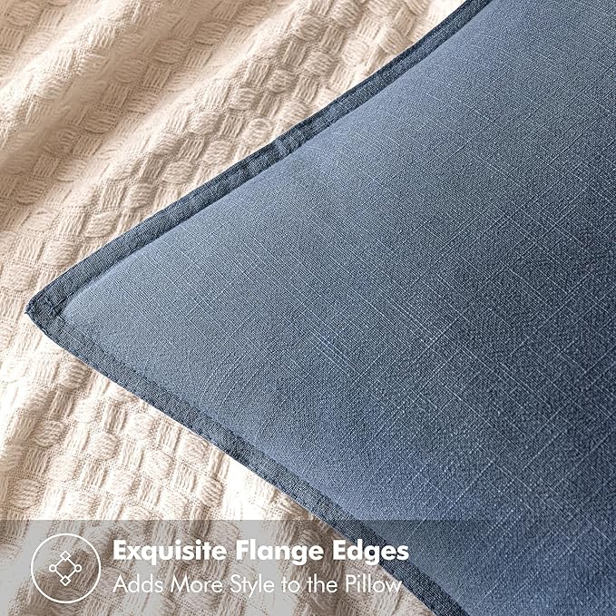 MIULEE Decorative Linen Euro Sham Pillow Covers 26x26 Inch Blue Ashes Boho - Image 2