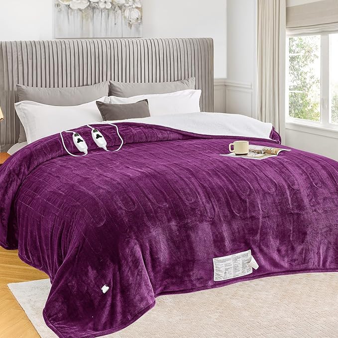 greenoak Heated Blanket Electric King Size 100"X90" Dual Control, Heating by Greenoak