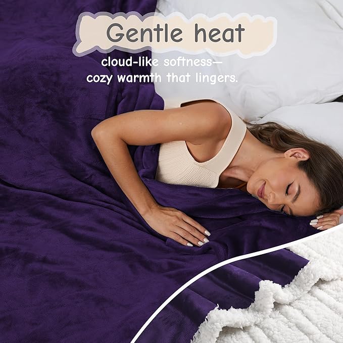 Electric Heated Blanket Queen Size 84"x90", Soft Flannel - Image 3