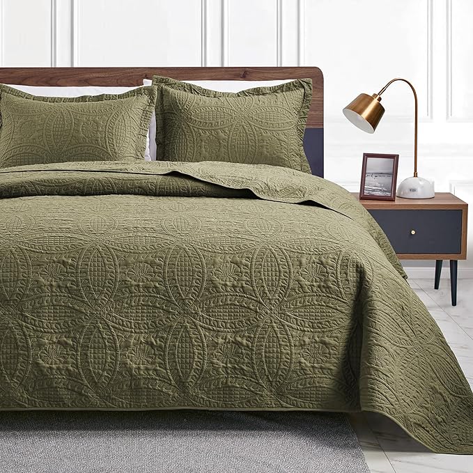 Love's cabin Twin Quilt Bedding Set Green Bedspreads by Lovescabin