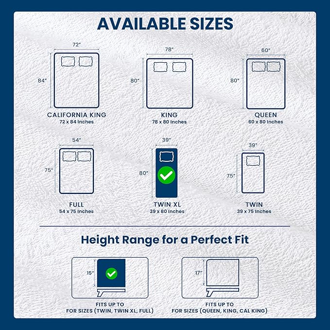 Twin XL Size Mattress Protector Waterproof, Premium 200 GSM Terry Mattress Cover - Image 3